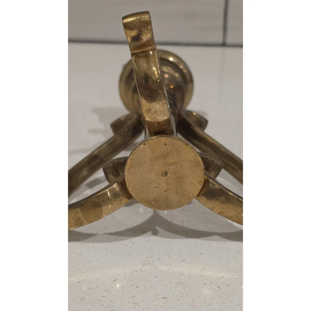 Vintage HEAVY Brass Tapered Candlestick Holder With 3 Scrolled Legs